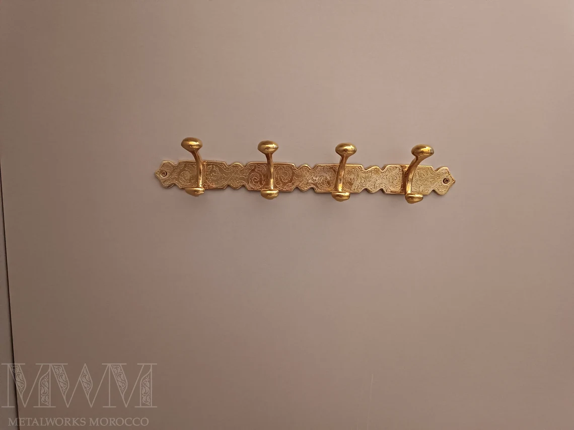 Brass Coat Rack Wall Mount - Engraved Towel Hooks Bathroom - Coat Hooks Wall Mount - Coat Hanger Wall Mount