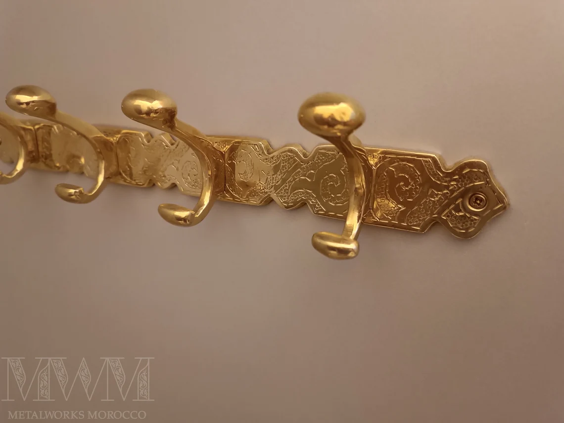 Brass Coat Rack Wall Mount - Engraved Towel Hooks Bathroom - Coat Hooks Wall Mount - Coat Hanger Wall Mount