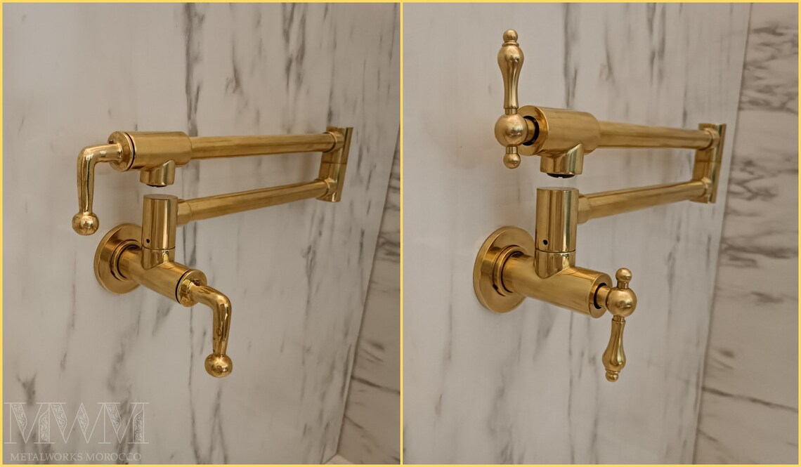 Cylindrical Brushed Brass Pot Filler