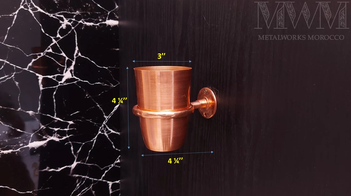 Handmade Copper Toothbrush Holder Wall Mounted