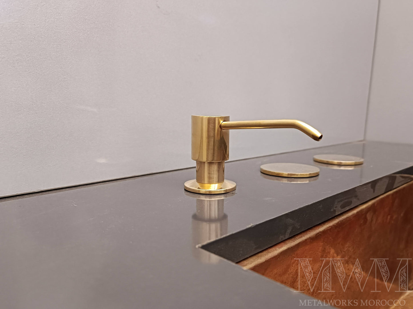 Polished Brass Countertop Soap Dispenser Built-In