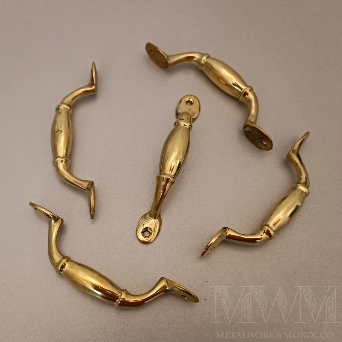 Set of Traditional Polished Brass Drawer Pulls