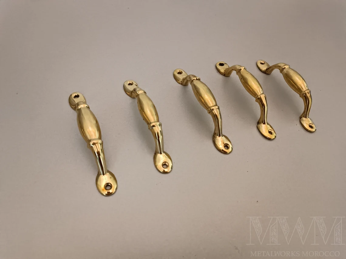 Set of Traditional Polished Brass Drawer Pulls