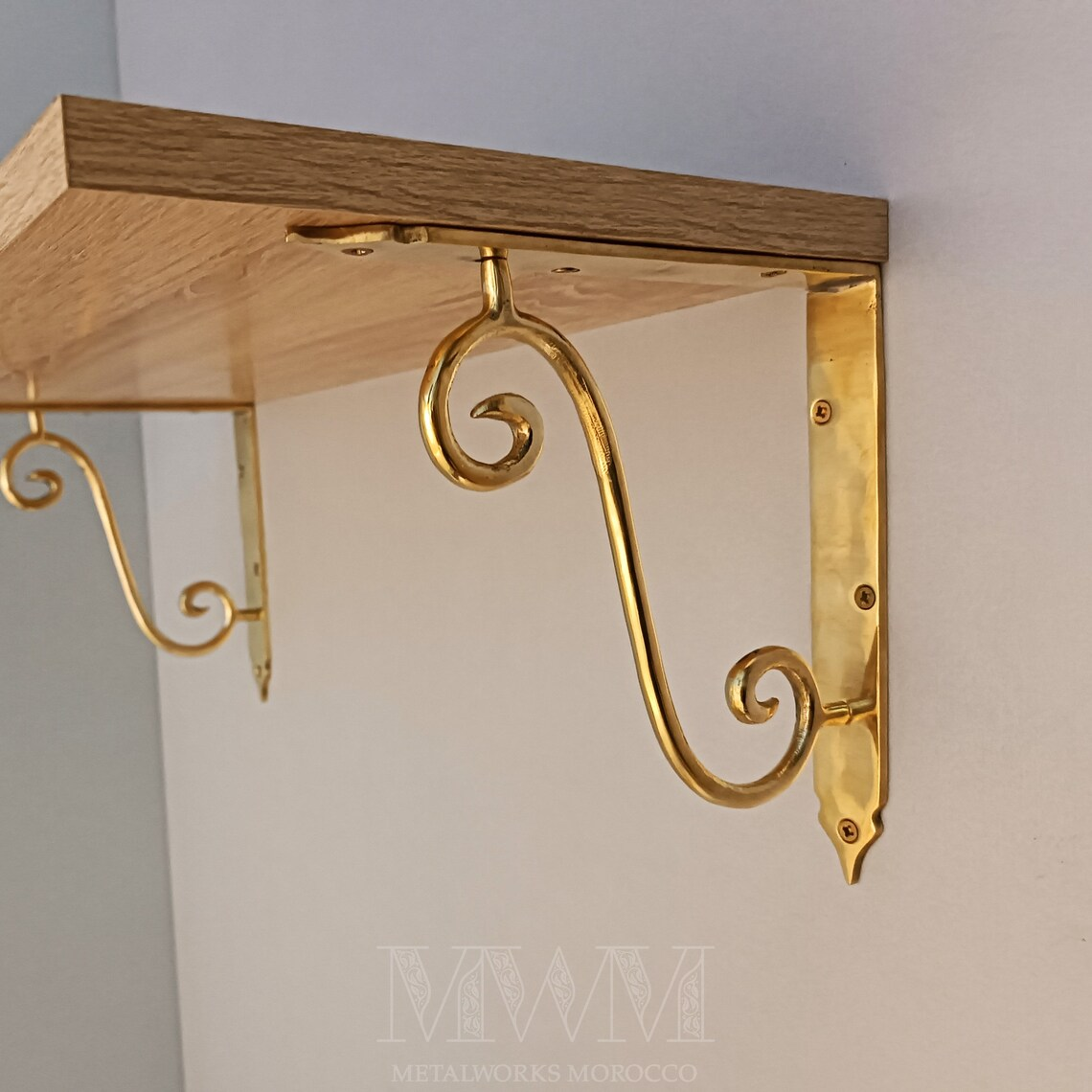 Traditional Unlacquered Brass Shelf Brackets