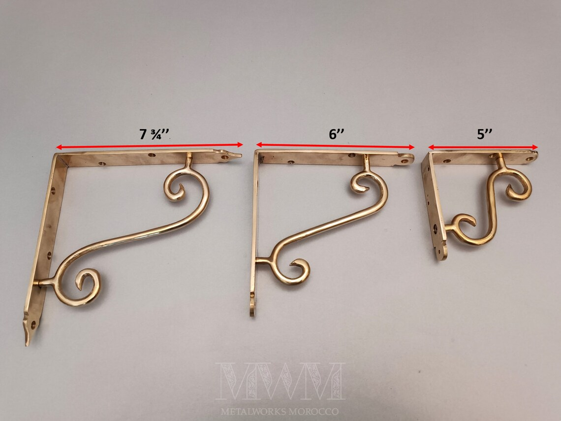 Traditional Unlacquered Brass Shelf Brackets