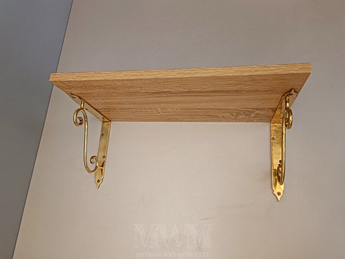 Traditional Unlacquered Brass Shelf Brackets