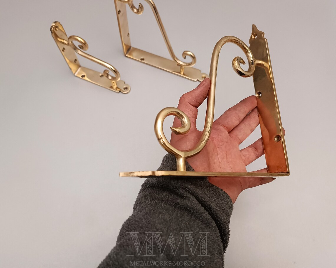 Traditional Unlacquered Brass Shelf Brackets