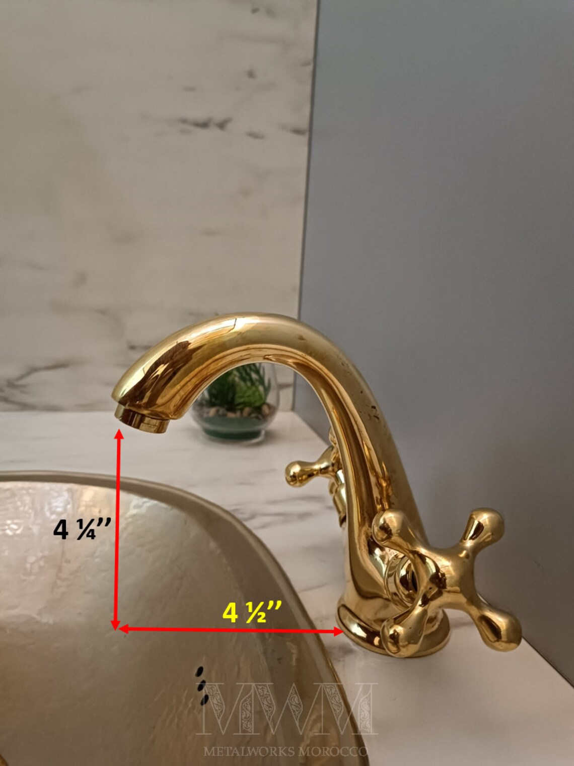 Unlacquered Brass Faucet Patina For Vanity Two Handles