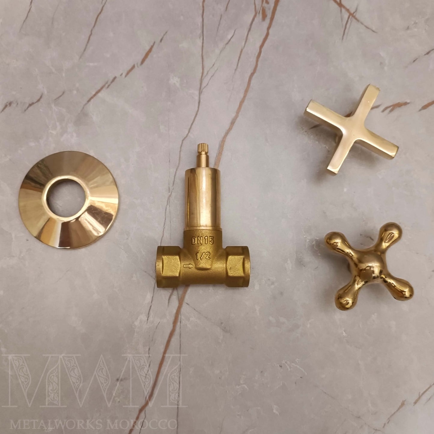 Unlacquered Brass Gate Valve 1/2 inch - Unique Handmade