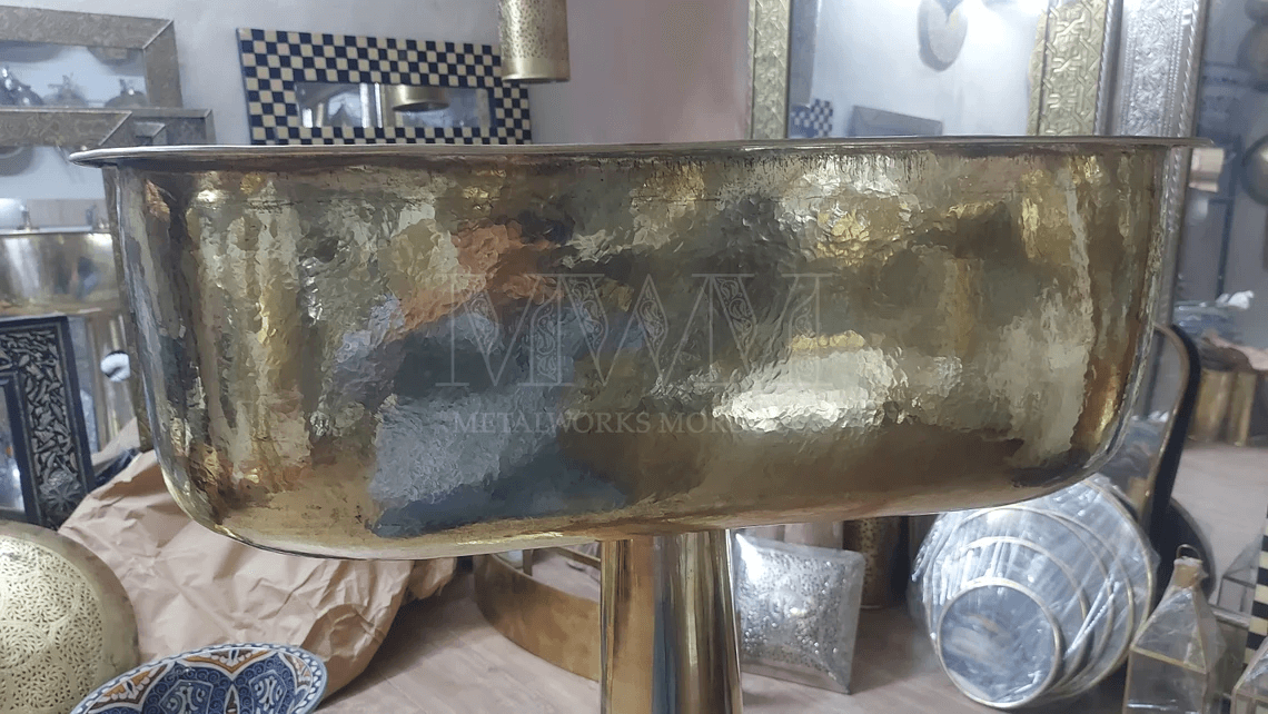 Unlacquered Brass Pedestal Sink - Handmade