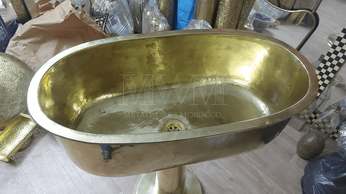 Unlacquered Brass Pedestal Sink - Handmade