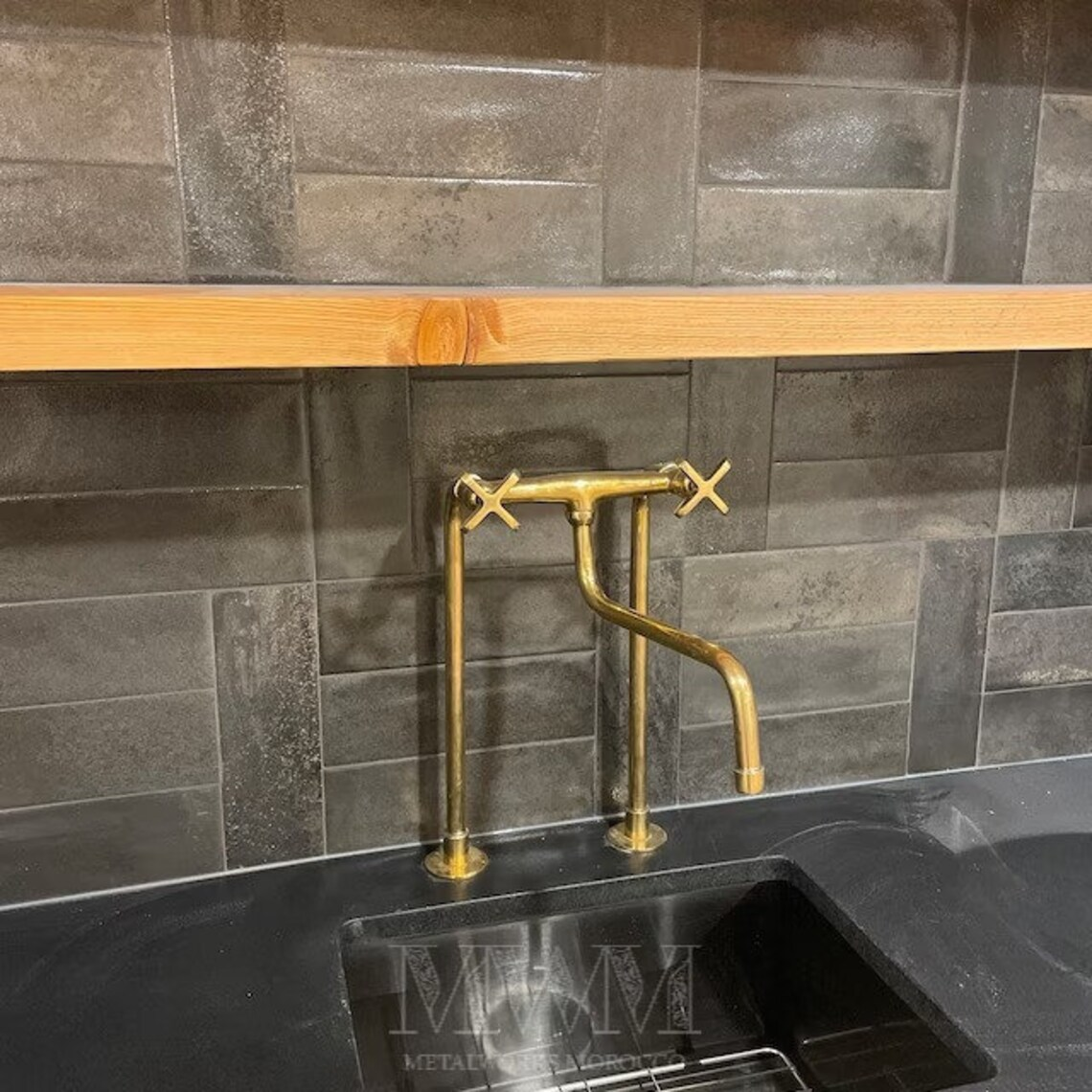 Unlacquered Brass Retro Tall Kitchen Faucet Deck Mount