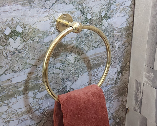 Unlacquered Brass Towel Ring Hanger For Bathroom
