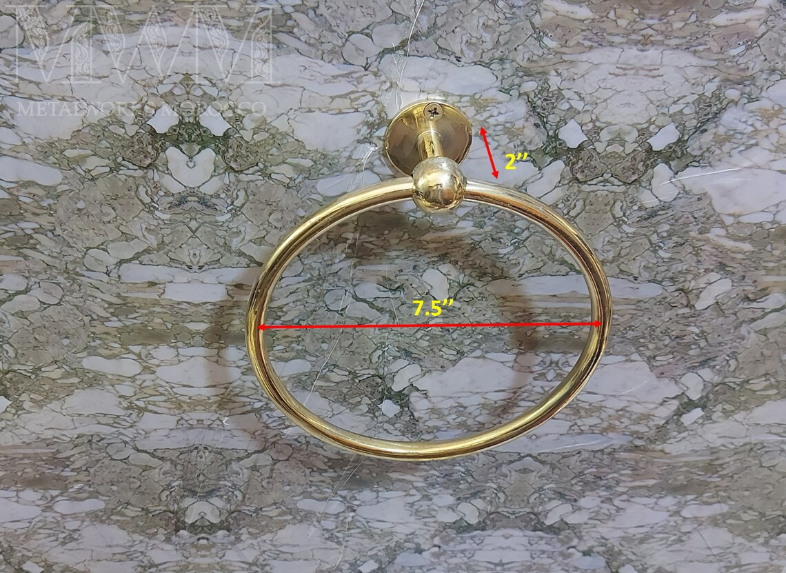 Unlacquered Brass Towel Ring Hanger For Bathroom