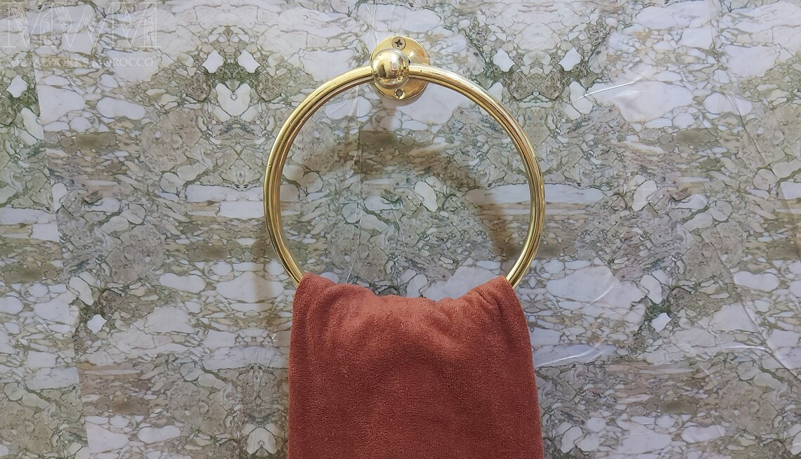 Unlacquered Brass Towel Ring Hanger For Bathroom