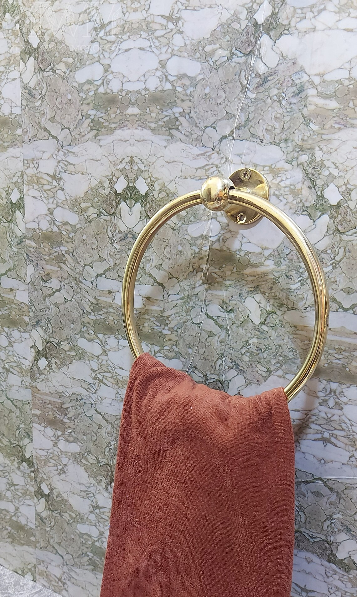 Unlacquered Brass Towel Ring Hanger For Bathroom