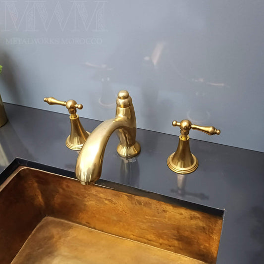 Unlacquered Brass Widespread Bathroom Faucet